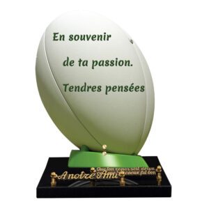 Plaque funéraire Ballon de rugby blanc