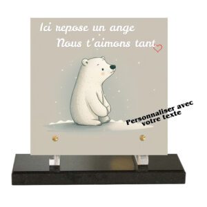 Plaque funéraire Bel ours blanc