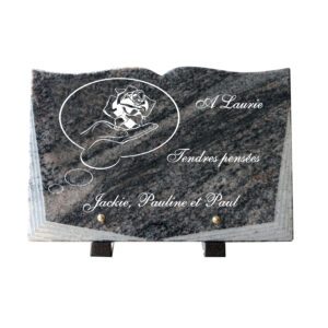 Plaque funéraire en granit Himalaya Blue en forme de livre