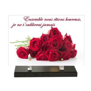 Plaque funéraire roses rouges