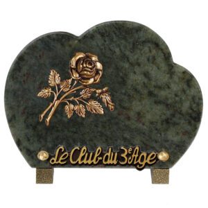Plaque funéraire en granit vert bronze rose