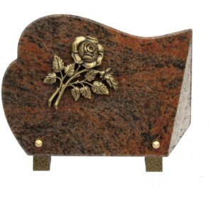 Plaque funéraire en granit rose bronze rose